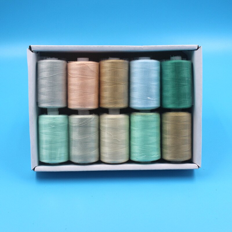 Hilo de coser 402 poliéster, 10 carretes/paquete, 1000 yardas/carrete para máquina de coser, costura a mano, costura multicolor: 07 Cool Color