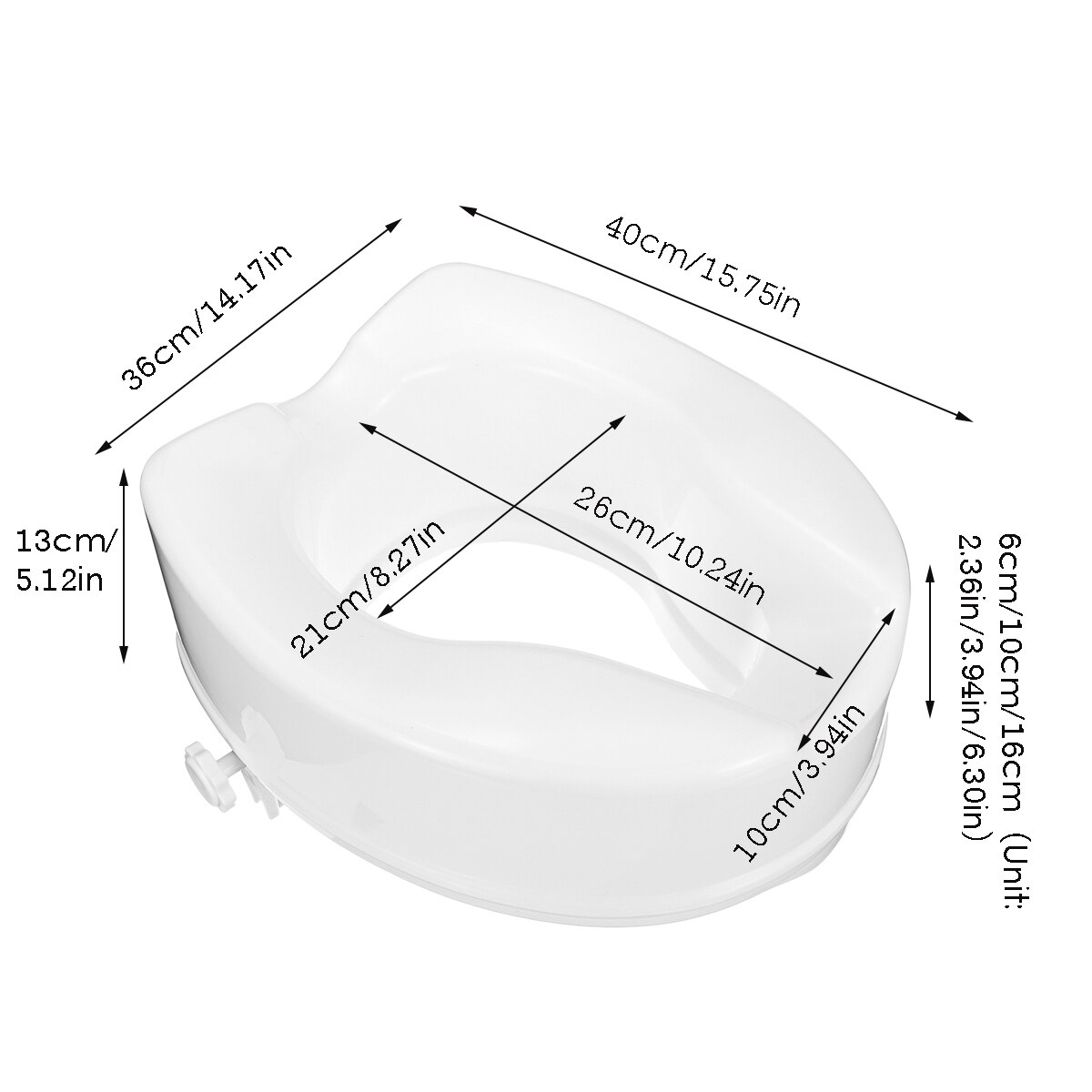 6cm/10cm/16cm Bathroom Raised Toilet Seat Height Elevated Safety Lift Without Cover Disabled Elder Pregnant Safety Toilet Seat