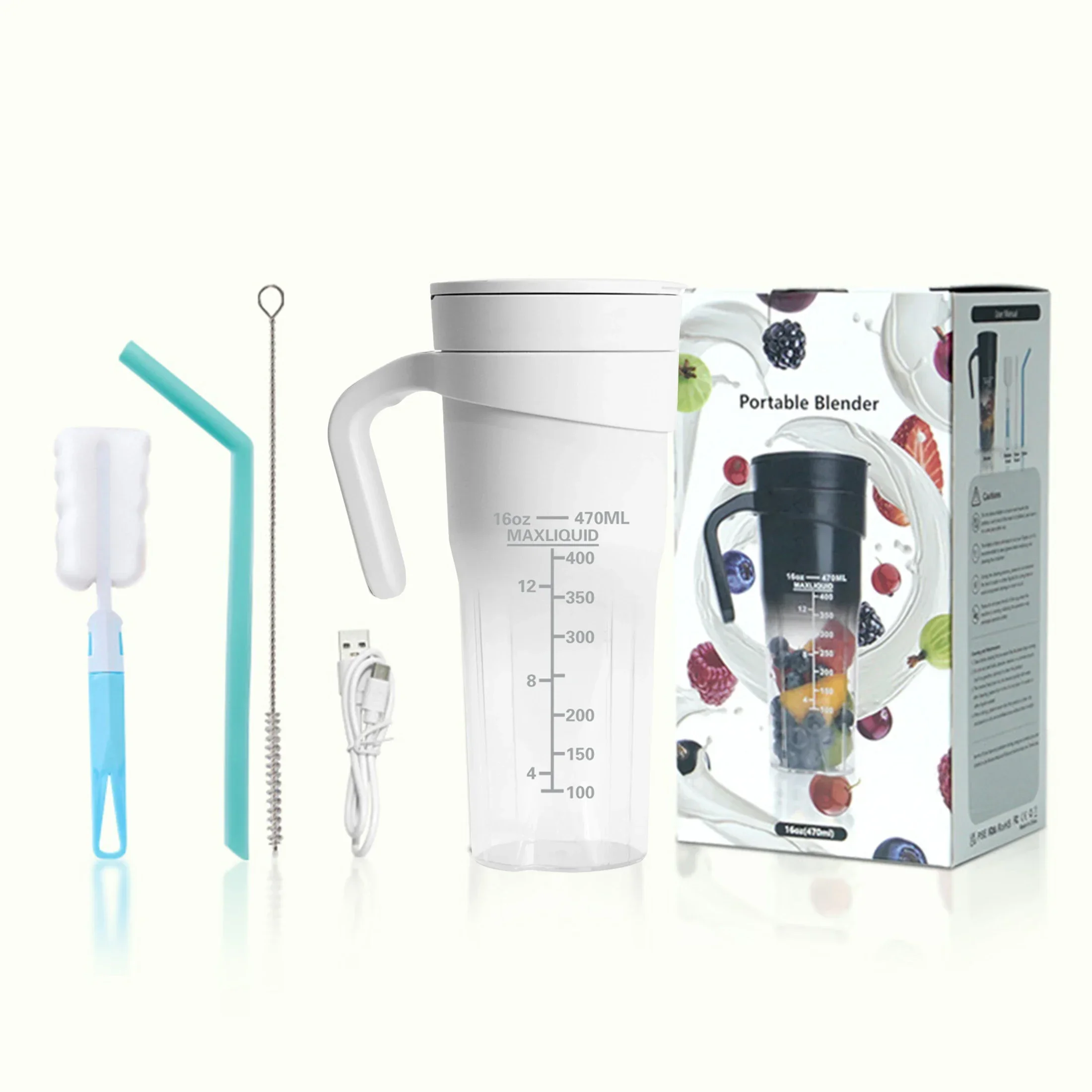 1PC sapcentrifuge draagbare multifunctionele USB-oplader, fruitpersbeker, elektrische sapcentrifuge: WHITE