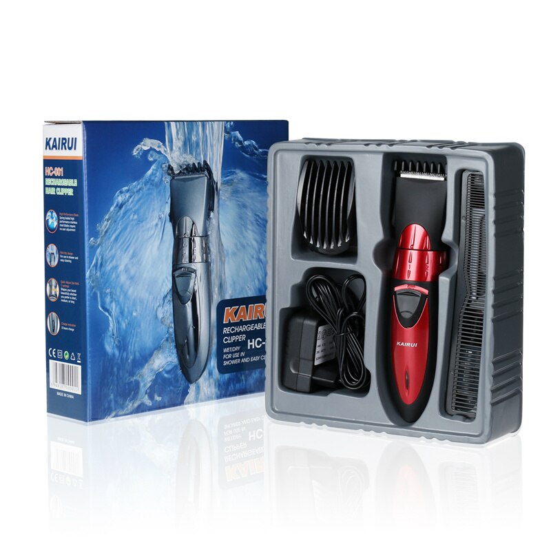 220-240V KaiRui Hair Clipper Razor Shaver Hair Trimmer Haircut Machine Haircutting Rechargeable Hair Cutting Clipper Tool: Red