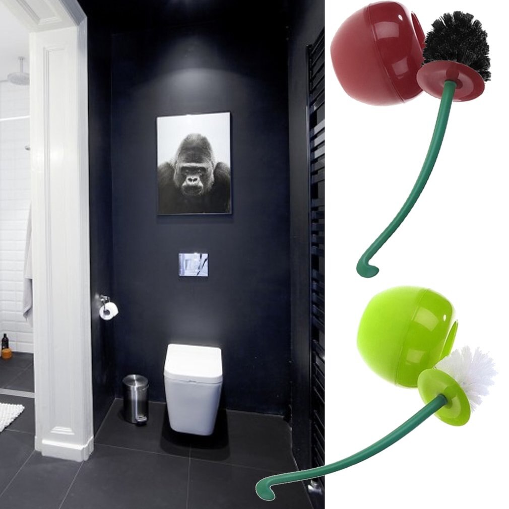 Porte-outil de nettoyage de salle de bain avec Base, bol de toilette au de cerise drôle, brosse de nettoyage de la maison