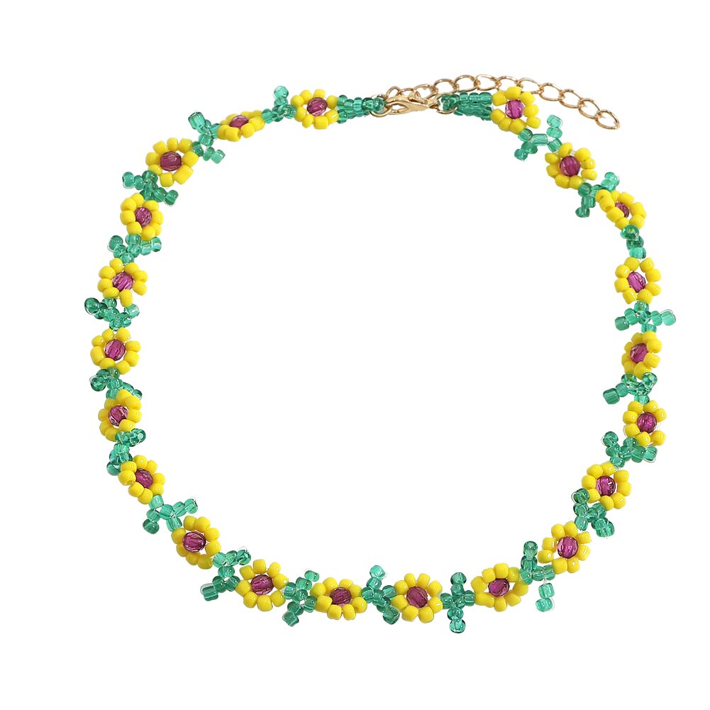 Dvacaman Korean Trendy Colorful Little Daisy Flower Beaded Necklace for Women Boho Acrylic Bead Clavicle Necklace Choker Jewelry: necklace1