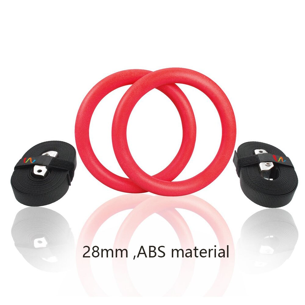 32mm gymnastikringe i træ gymnastikringe med justerbare lange spænder stropper træning til hjemmegymnastik & cross fitness: Rød 28mm