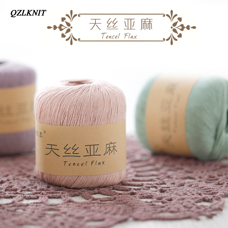 Qzlknit 50g/ nystan vår/sommar babygarn kammad hud affinitet 4 trådar av tencel/linne blandat garn gör det själv virkade skor/kjol etc