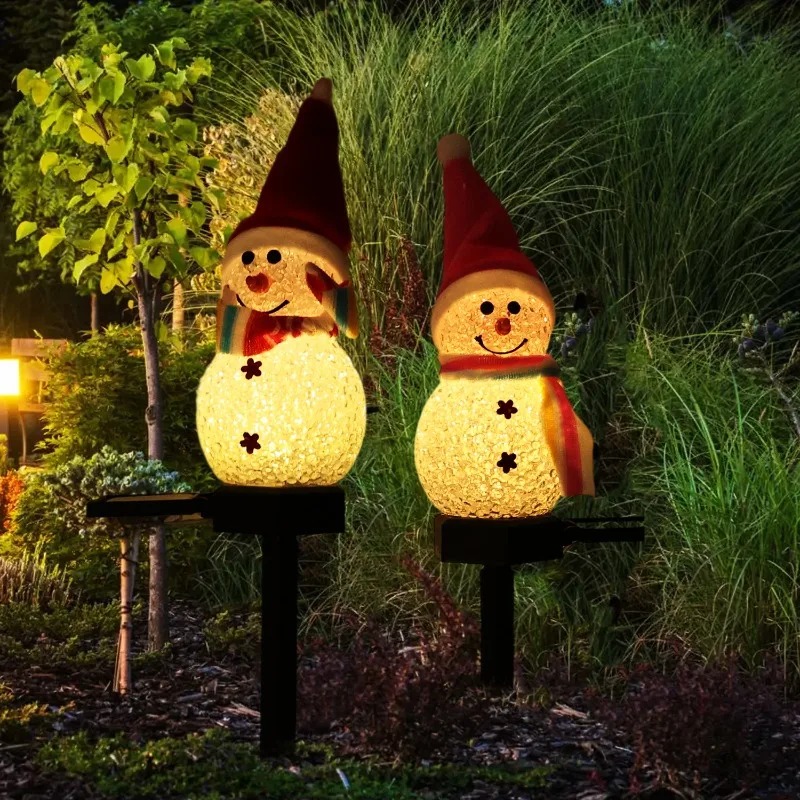 Christmas Pathway Lights Solar Powered LED Snowman Lamps Outdoor Ground Stake Light For Garden Patio Pathway Yard Decorations
