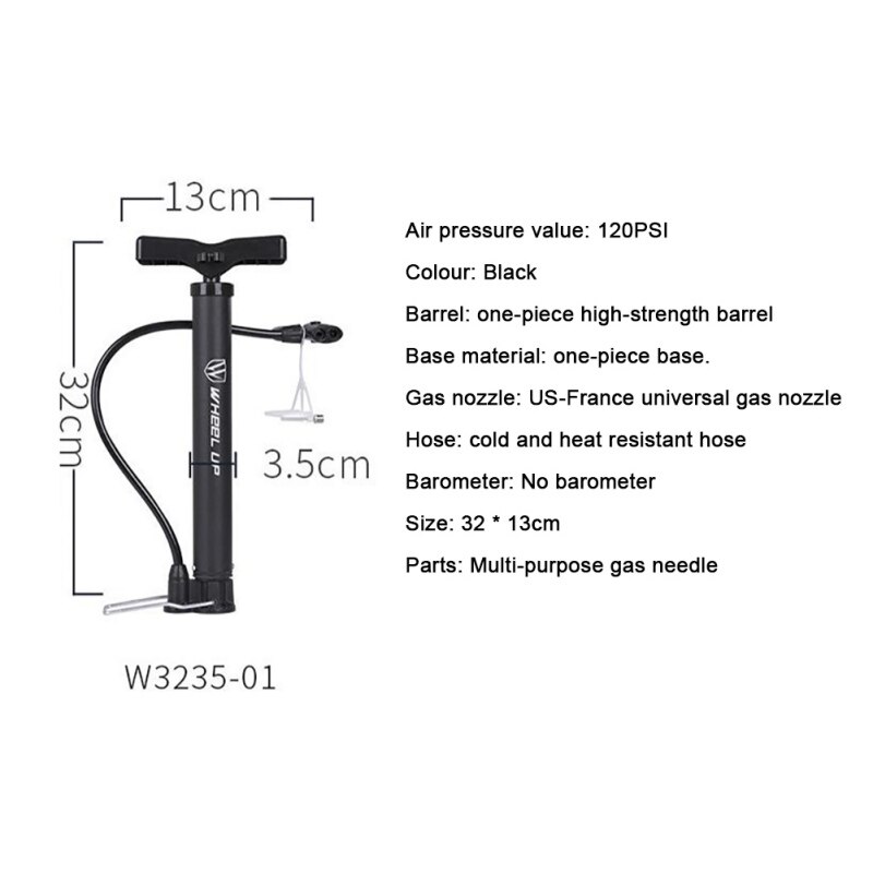 Bike Floor Pump Automatically Reversible Presta Schrader Bicycle Air Pump 120PSI With Multifunction Ball Needle