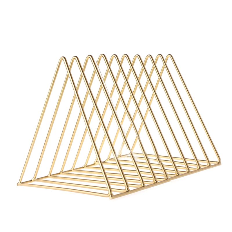 Iron LP Record Rack Triangle Book Magzine Holder Desk Record Storage Organizer