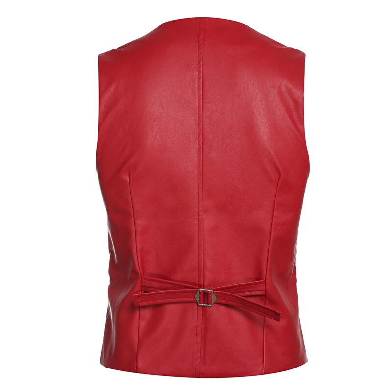 Gentleman lädervästar herr enkelknäppt herrväst 3 färger slim hombre casual cool läder gilet herr