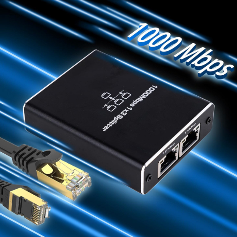 Extender Plug Estensione Splitter di rete Hub 1000Mbps Adattatore RJ45 da 1 a 2 Convertitore Gigabit Internet Ethernet 8P8C Set-Top