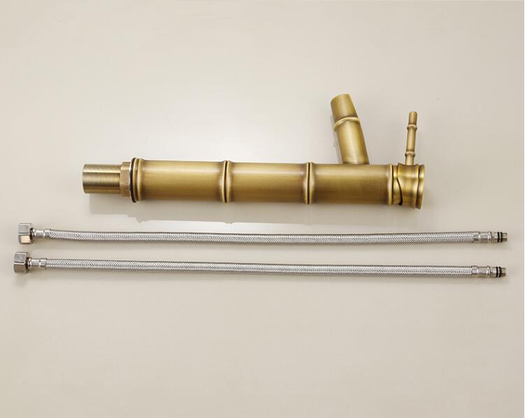 Lottin Wastafel Kraan Antiek Messing Bamboe Stijl Kraan Vintage Brons Afwerking Koper Sink Kraan Enkele Handgreep En Col