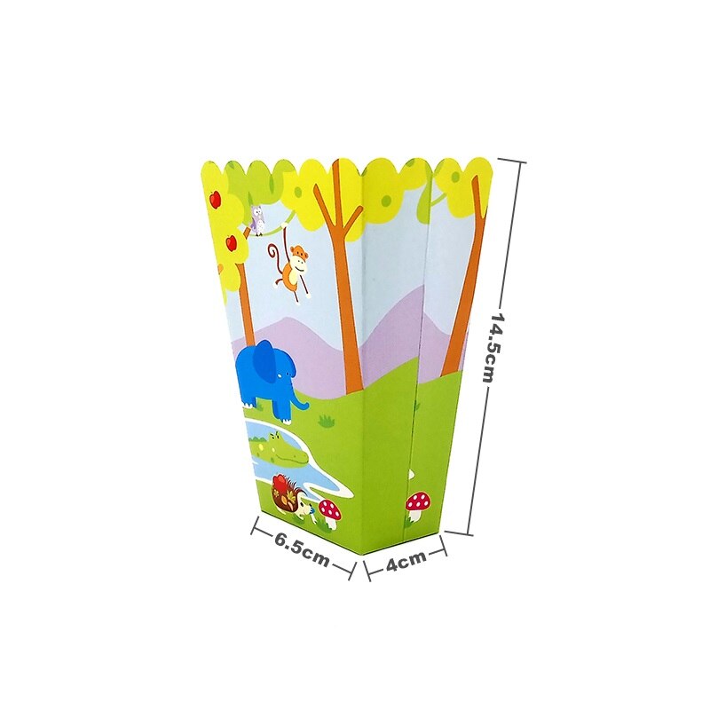 6Pcs Popcorn Box Gunst Chips Containers Voor Kids Jungle Dier Leeuw Tijger Verjaardagsfeestje Baby Shower Decoratie Benodigdheden