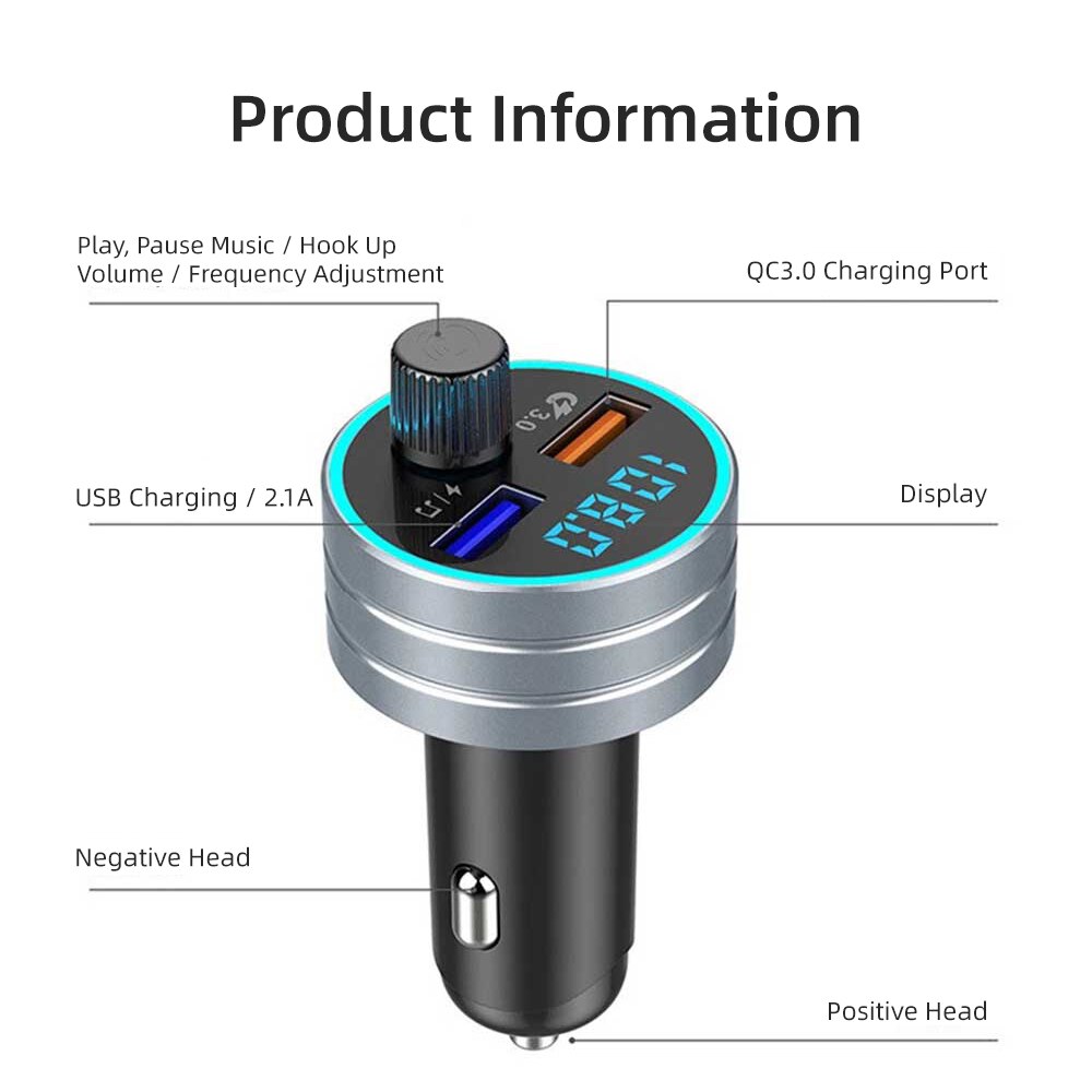 Led-display-autoladegerät mit schnellladefunktion für  qc3.0 handys, kompatibel mit iphone 12, 11 pro max, xiaomi, samsung und anderen geräten (universell).