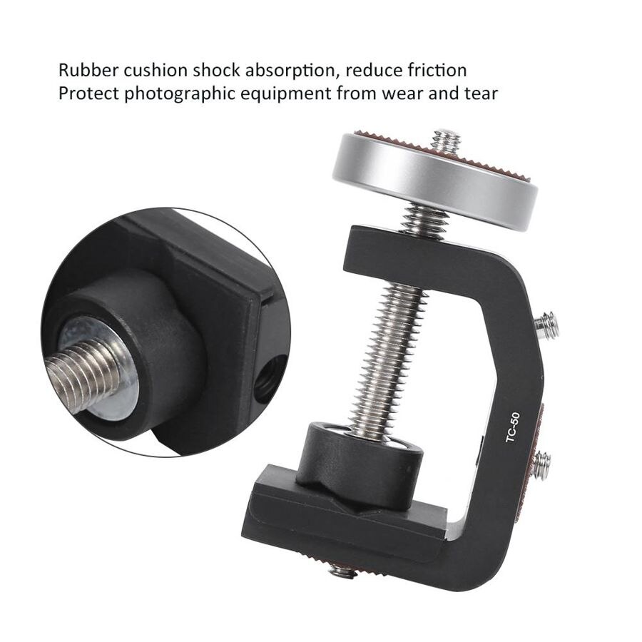 Clip de aleación de aluminio negro para fotografía, abrazadera Universal de 1/4 pulgadas con interfaz de tornillo C para foto, Clip estable para equipo fotográfico