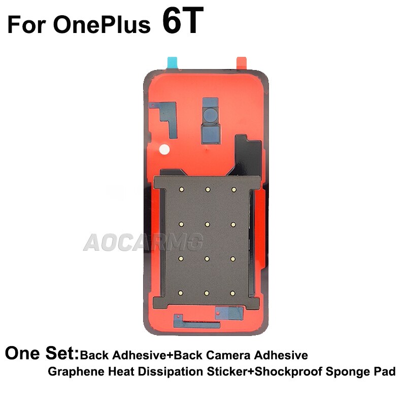 Aocarmo adesivo traseiro + cola de câmera traseira + adesivo de dissipação de calor de grafeno, almofada de esponja à prova de choque para oneplus 6t 7 7t pro: For OnePlus 6T