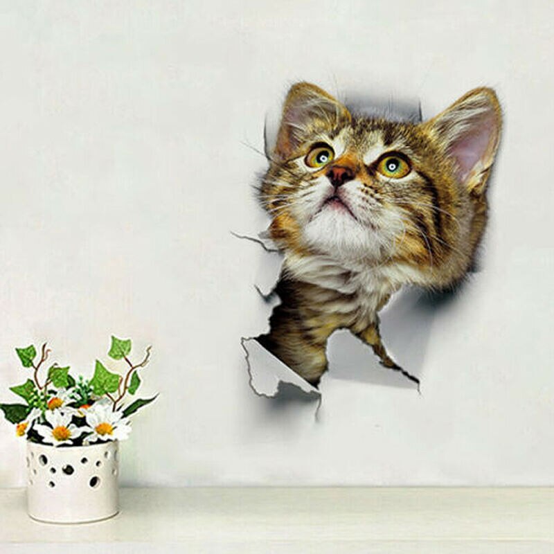 Verwijderbare Diy 3D Kat Wc Decals Badkamer Art Vinyl Wc Stickers Home Decor Muursticker