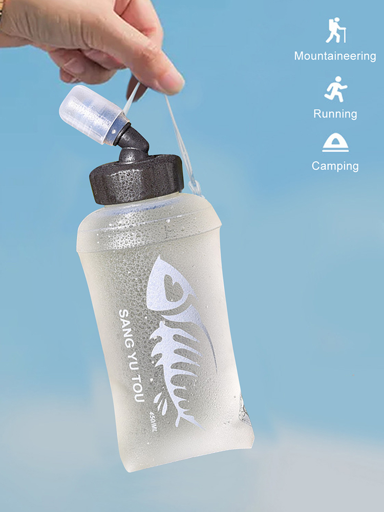 Sport Zacht Water Zak 450Ml Draagbare Vouwen Waterfles Siliconen Sport Waterkoker Reizen Fles Fles Water Bag Voor Fietsen kamp