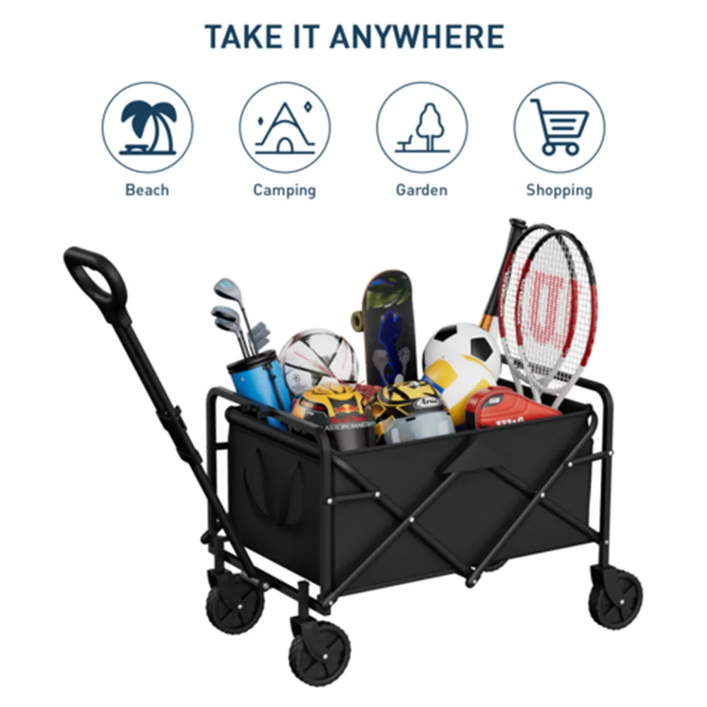 Foldable Portable Camping Trolley Outdoor Multi-function Foldable Carts Wagon for Beach or Shopping Utility Camping Vehicle