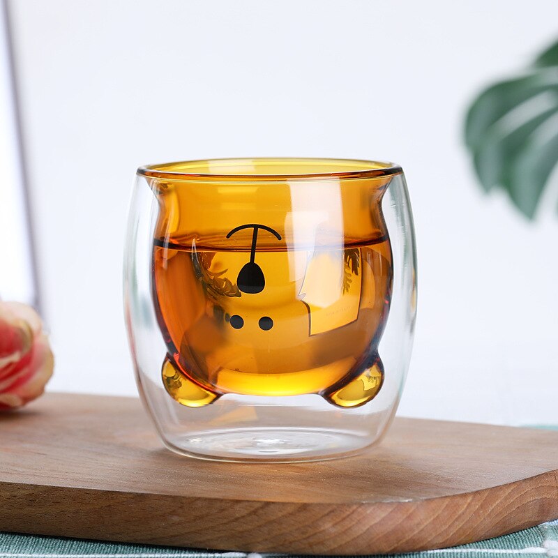 Cat Claw/Paw Cup Double Glass Coffee Mug Cartoon Cute Cat Milk Juice Cup Home Office Cafe Tazas Best for Festival KEDICAT: Blue