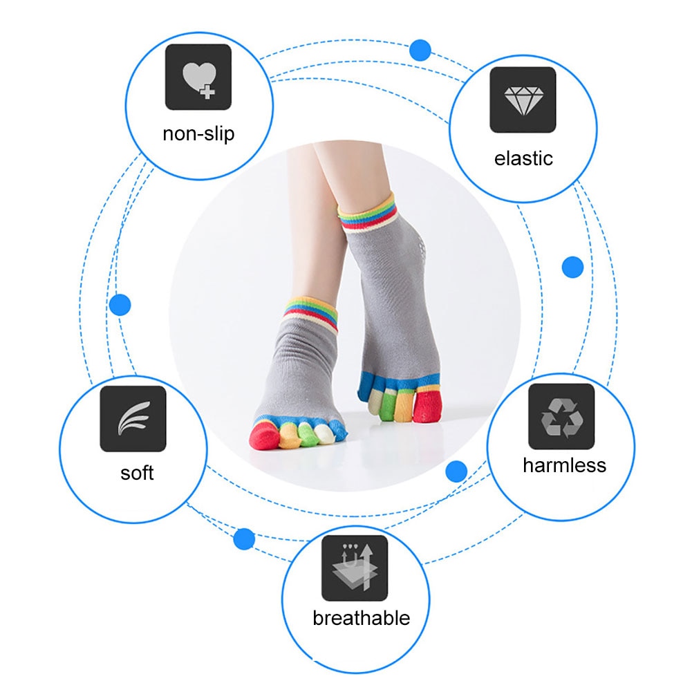 Meias femininas cinco dedos do pé de algodão silicone anti-skid partículas inverno ballet ginásio fitness esportes meias respirável elástico breathable socks socks socks socks