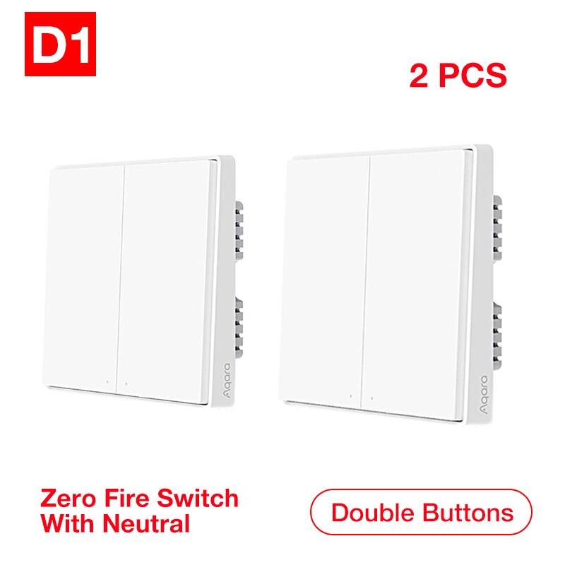 Aqara Wall Switch D1 Zigbee Smart Zero Line Fire Wire Light Remote Control Wirelss Key Wifi Switch Without Neutral For MI Home: 2X With Neutral 2Key