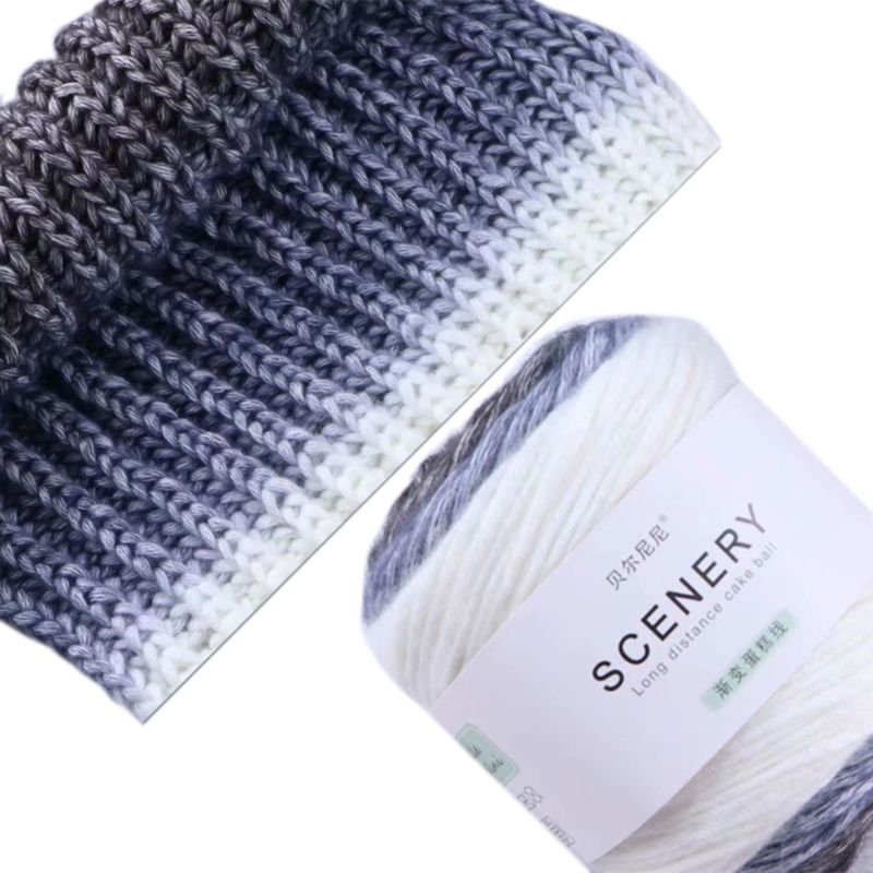 100g Hand Knitting Cake Yarn Gradient Ombre Colorful Crochet Woven DIY Thread