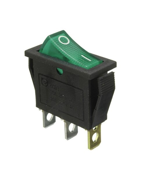 KCD3 Rocker Switch On-Off 2 Positie 3 Pin Elektrische Apparatuur Met Licht Schakelaar 16A 250VAC/ 20A 125VAC 35Mm * 31Mm * 14Mm: green