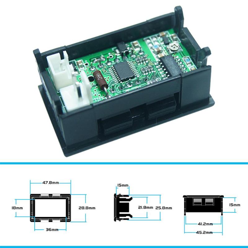 Mini digital amperemeter 0.36 tommer led display høj præcision voltmeter amperemeter panel amp volt spænding strømmåler tester til bil