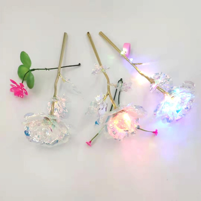 Valentine's Day 24K Foil Plated Rose Gold Rose Lasts Forever Love Wedding Decor Lover Lighting Rose