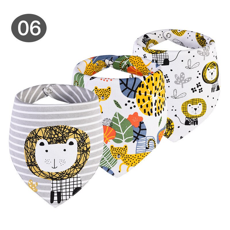 Slabbers Waterdicht voor 0-2 Jaar Oud 3 stuks/set Katoen Bandana Accessoires 3 lagen Cartoon Print Baby Driehoek handdoek: 6