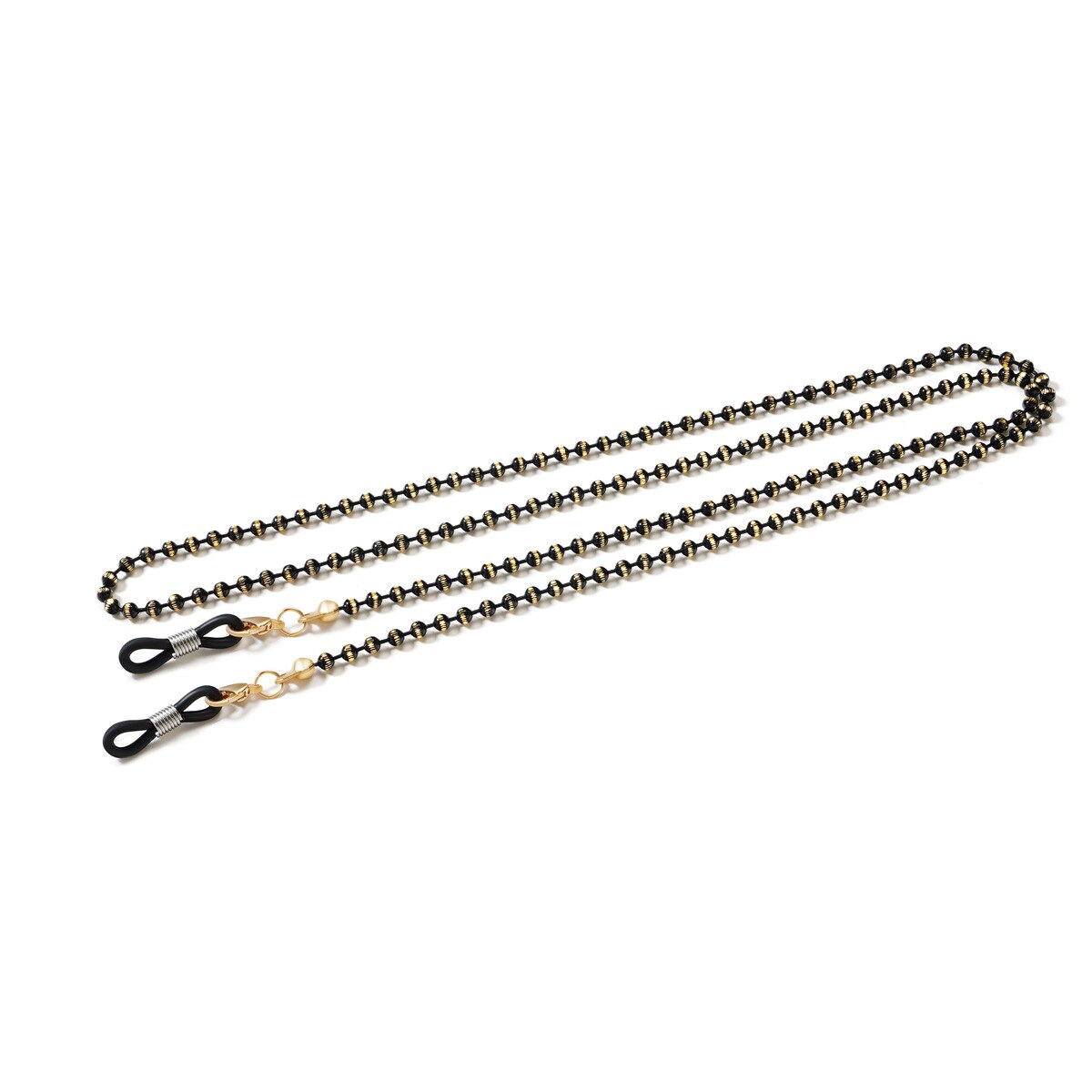 Collar de cuerda colgante para mascarilla facial, soporte ajustable para gafas, sin huellas, con dos ganchos y hebillas,: black