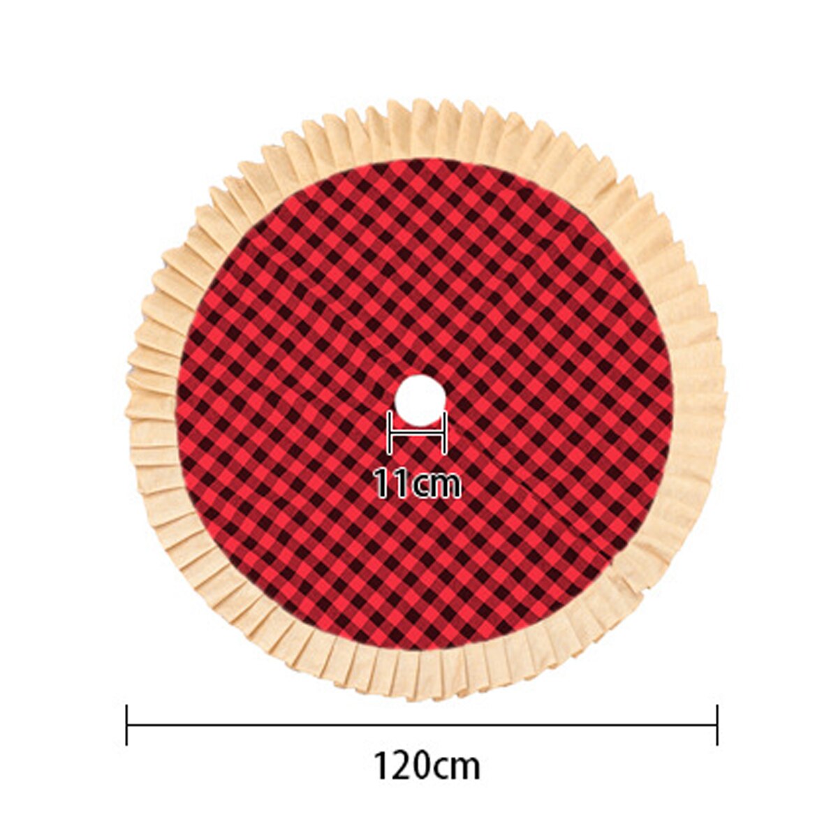 Christmas Tree Skirt Pleated Plaid Christmas Tree Skirt Apron Christmas Party Decorations: D