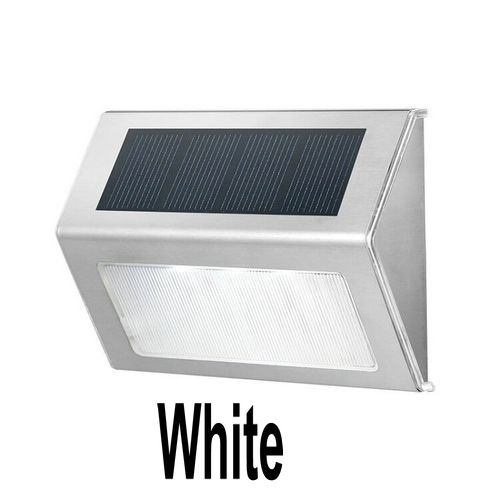 LED Outdoor Stainless Steel Solar Path Stair Light Solar Deck Lights Balcony Garden Yard Fence Light Waterproof 3 LED Light: White / 4 PCS