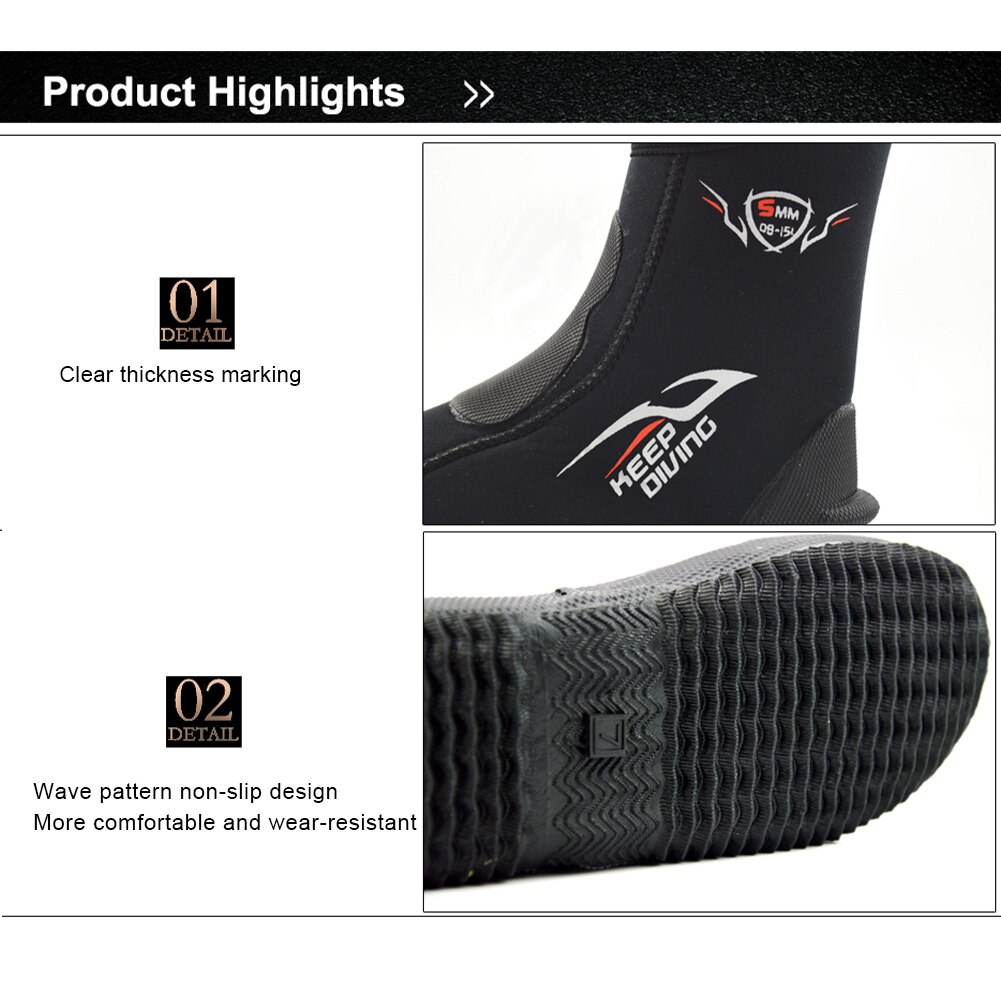 unisex 5MM Prämie Neopren Stiefel Wasser Schuhe Thermische Hohe Aufstieg für Wasser Sport Kuba Tauchen Schnorcheln Rafting Angeln Schuhe