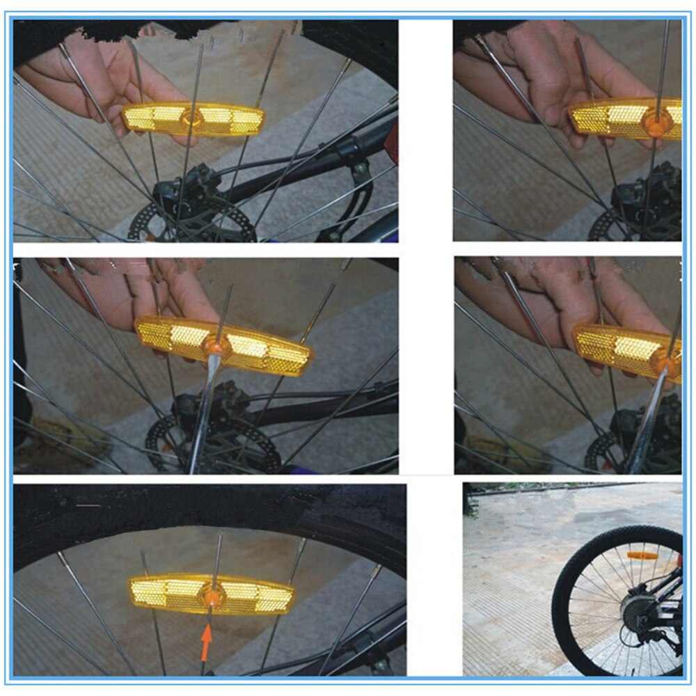 4PCS Yellow Warning Spokes Reflective Strips Mountain Bike Wheel Warning Lights Safety Spoke Reflective Sheet