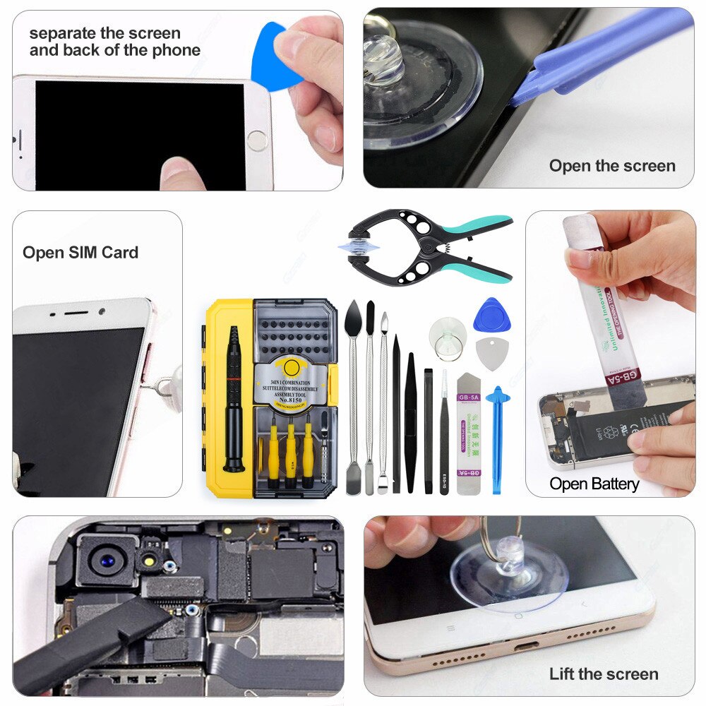 Telefoni cellulari impostato di Attrezzi di Riparazione 47 in 1 Della Leva di Attrezzi del Cacciavite di Precisione kit per iPhone iPad Xiaomi Smartphone Del Telefono Delle Cellule di riparazione
