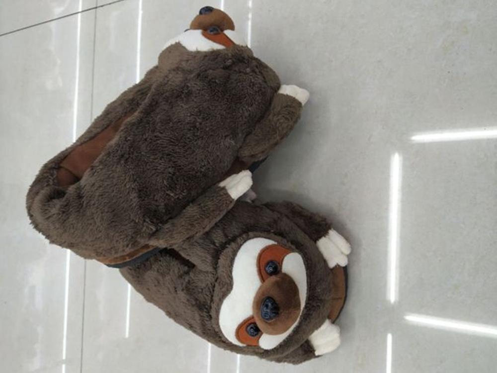 Hiver chaussons pour hommes , tricolore gros yeux chien mignon dessin animé grande tête coton pantoufles en peluche chien coton pantoufles