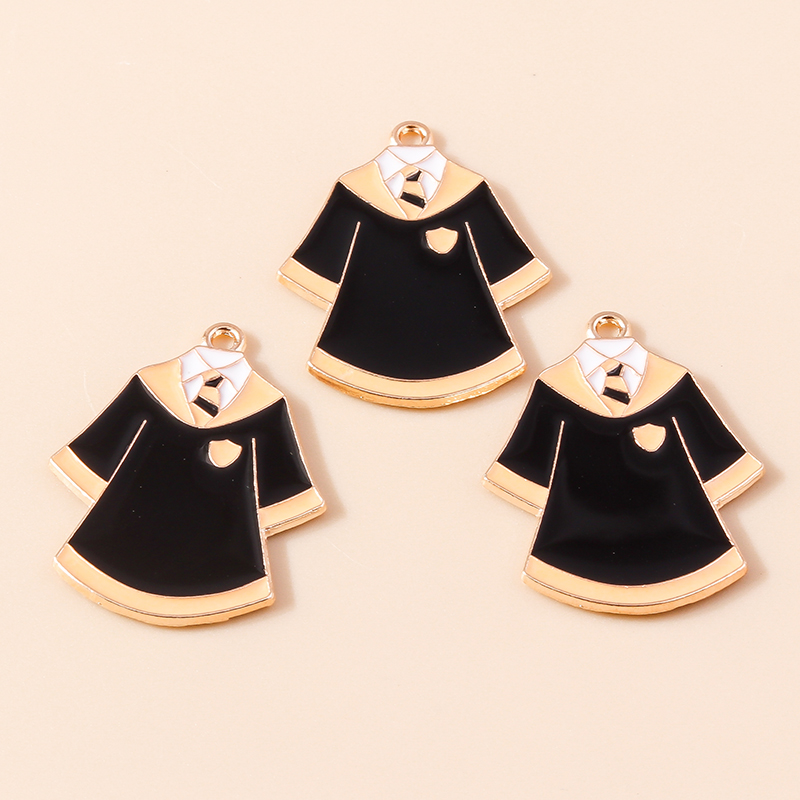 10 Uds. De dijes esmaltados para ceremonia de graduación, profesora, estudiante, mortero, collares, pendientes, accesorios para hacer joyería DIY: Bañado en rodio de imitación