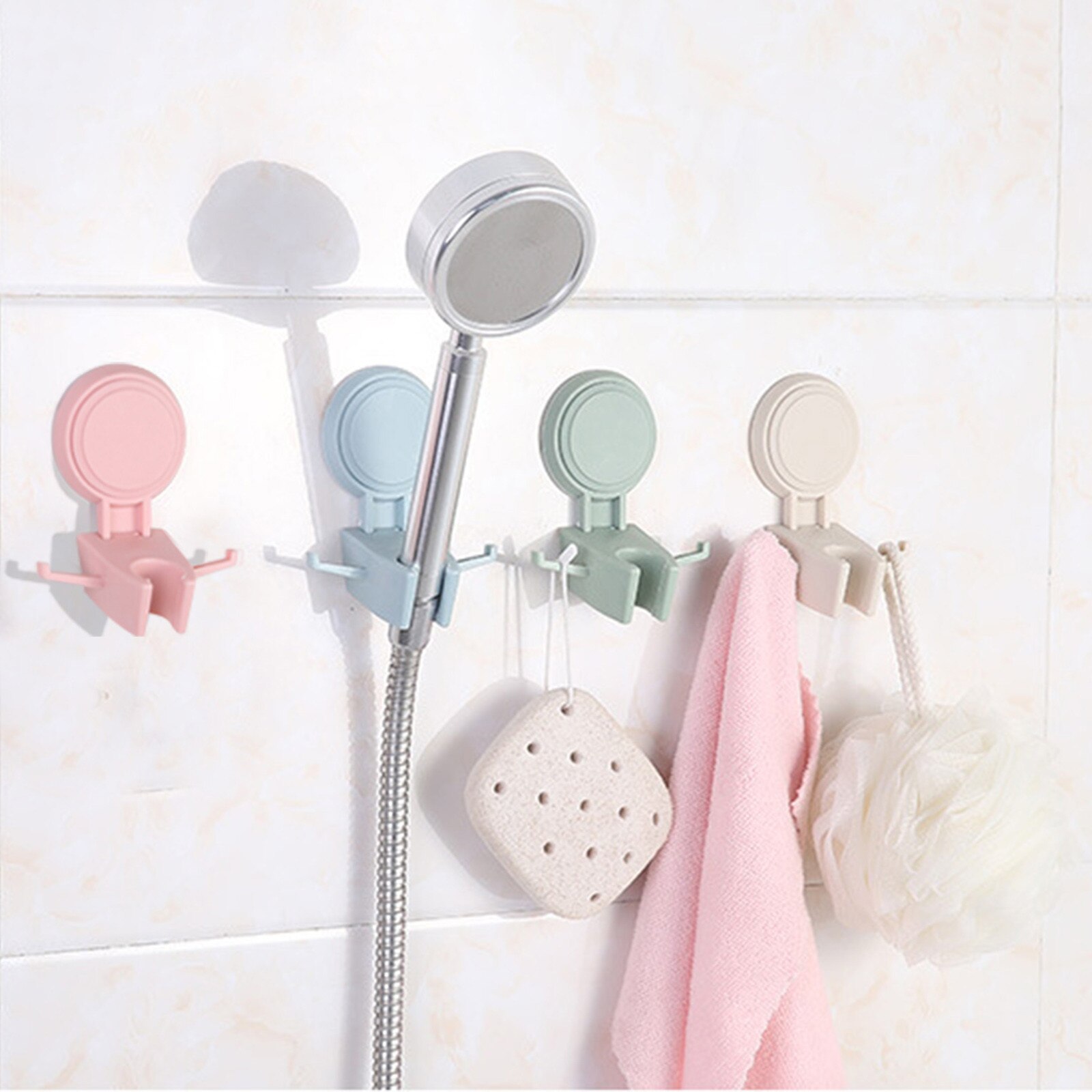 Nail-Free Shower Mounting Bracket Magic Sticker Seamless Shower Head Holder Shower Clip Wall Rack Stand for Bathroom Accessories