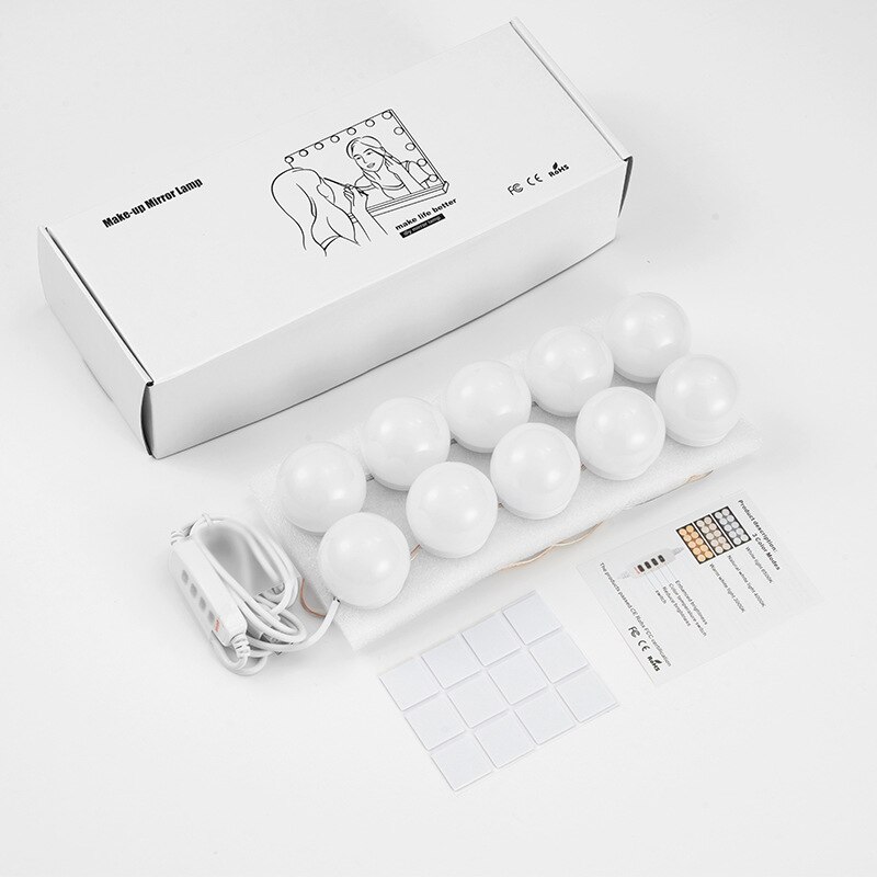 Bombillas LED para Espejo de Maquillaje, Luces de Pared Regulables con USB, para Tocador de Baño, Estilo Hollywood