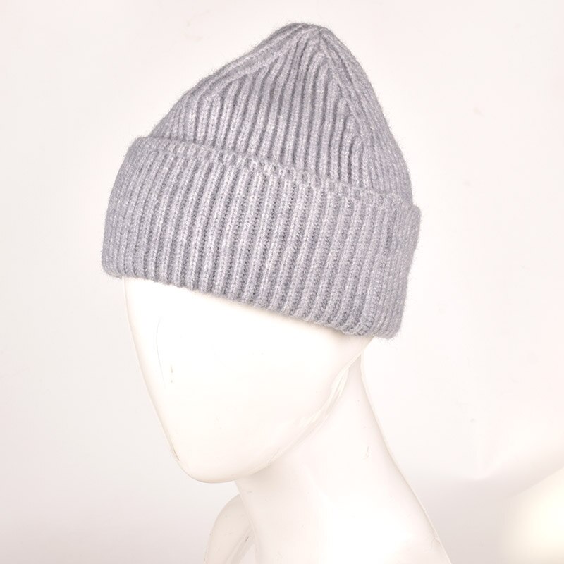 unsex Autumn winter solid color real wool beanies best matched cashmere man woman Warm skullies