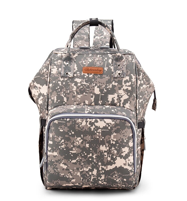 Ankommling2020-Style Gemengde Kleuren Luiertas Multifunctionele Met Usb Schouder Grote Volume Mama Tas Schouder: Fashion Camouflage