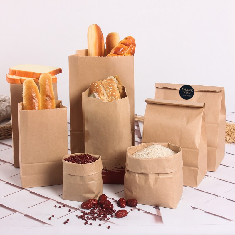 Bolsas marrones de panadería/bolsas de papel Kraft para galletas, sándwiches, pan, aperitivos para llevar alimentos secos y, suministros para fiestas y bodas, 10 Uds.