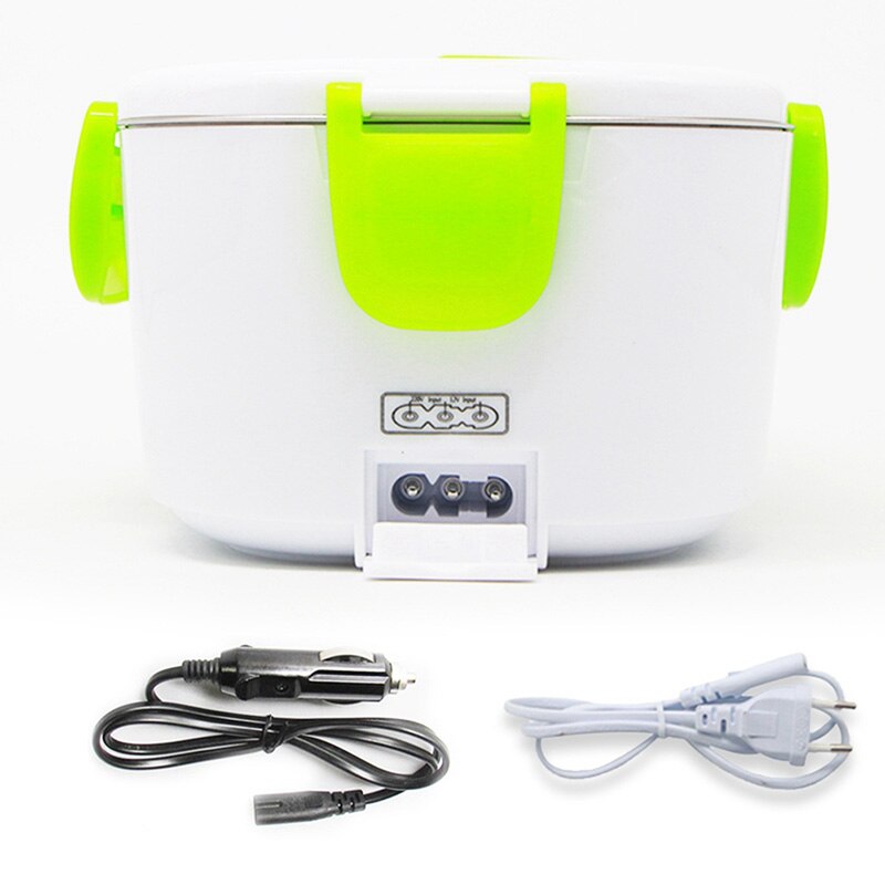 Ahtoska 12V 220V Draagbare Elektrische Verwarmde Rvs Lunchbox Voor Kids Voedsel Containers Voedsel Warmer Met Compartimenten: green lunch box