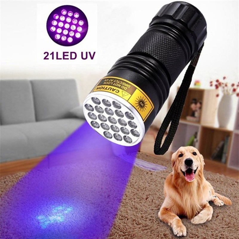 Linterna ultravioleta UV de 21 LED, luz negra de 395NM, Mini linterna de Flash para manchas de orina de mascotas, linternas portátiles de luz negra