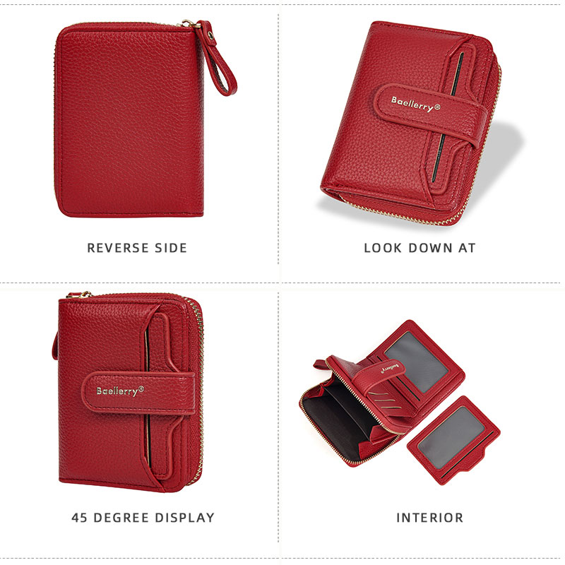 Short Women Zipper Wallets Large Capacity Card Holder Brand Female Purses Coin Pocket Photo Holder Wallet For Girls