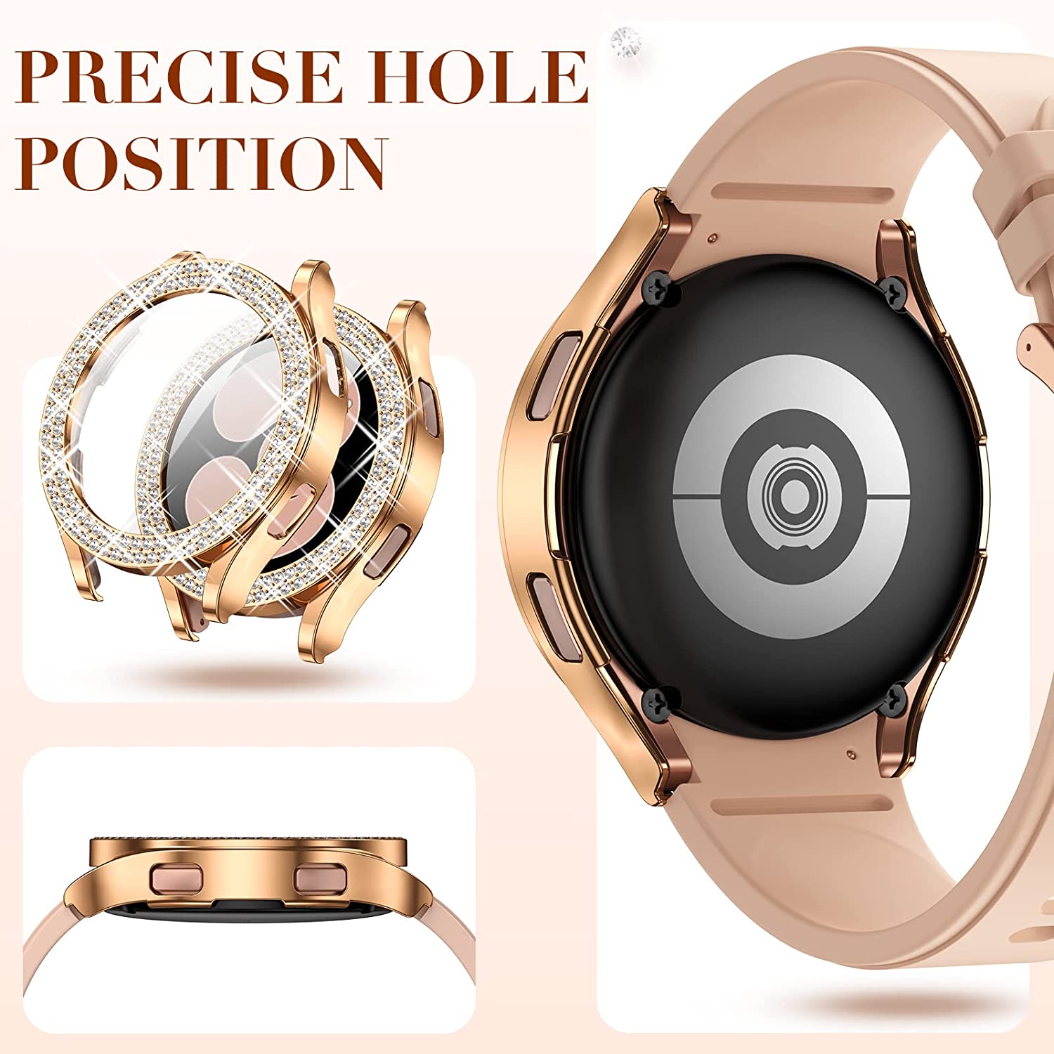 Cover for samsung Galaxy watch 4 Case Accessories Anti-fall Bling Double Diamond PC bumper protector Galaxy watch 4 44mm 40mm