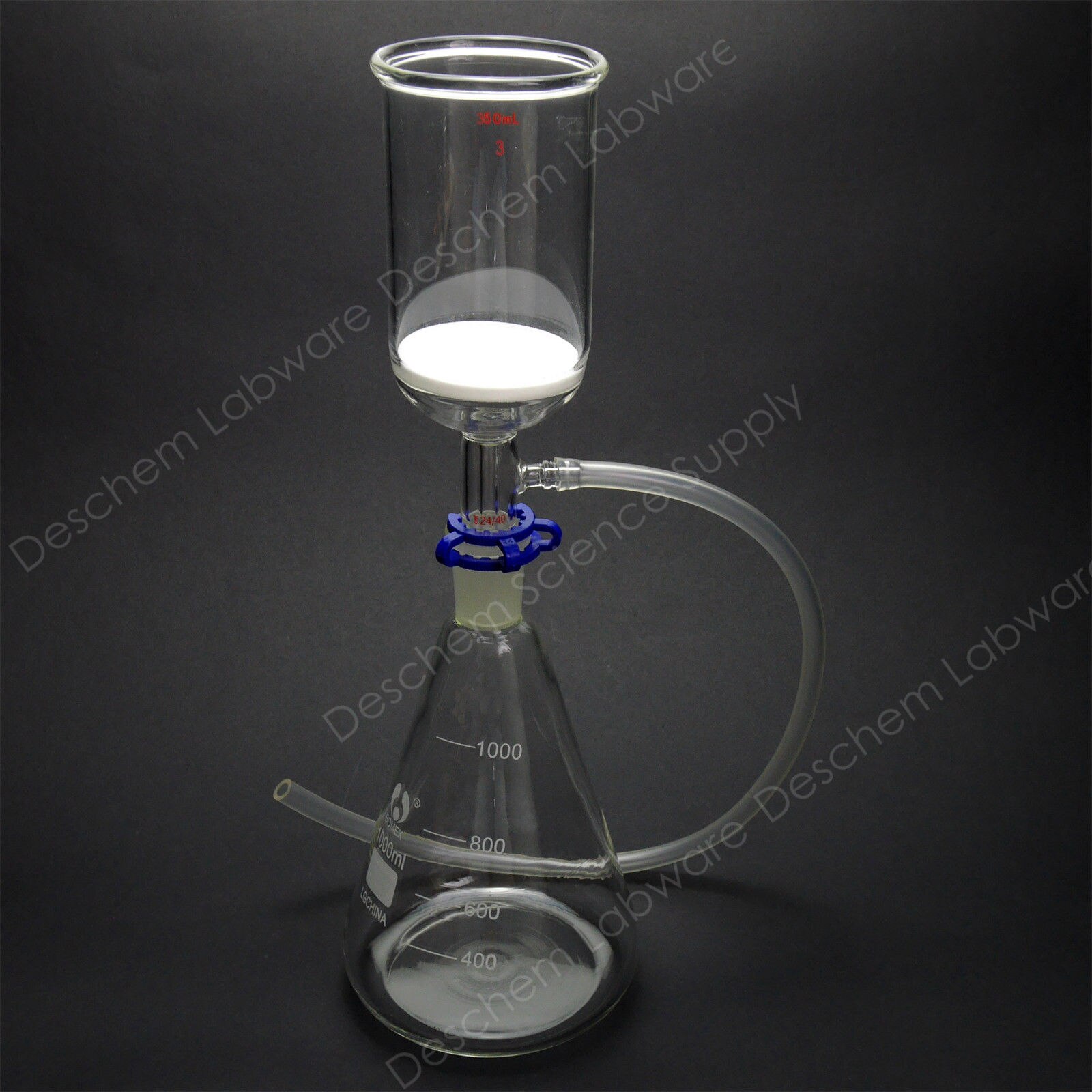 1000 ml, Glas Zuig Filter Kit, 350 ml 70 m Buchner Trechter & 1L Erlenmeyer