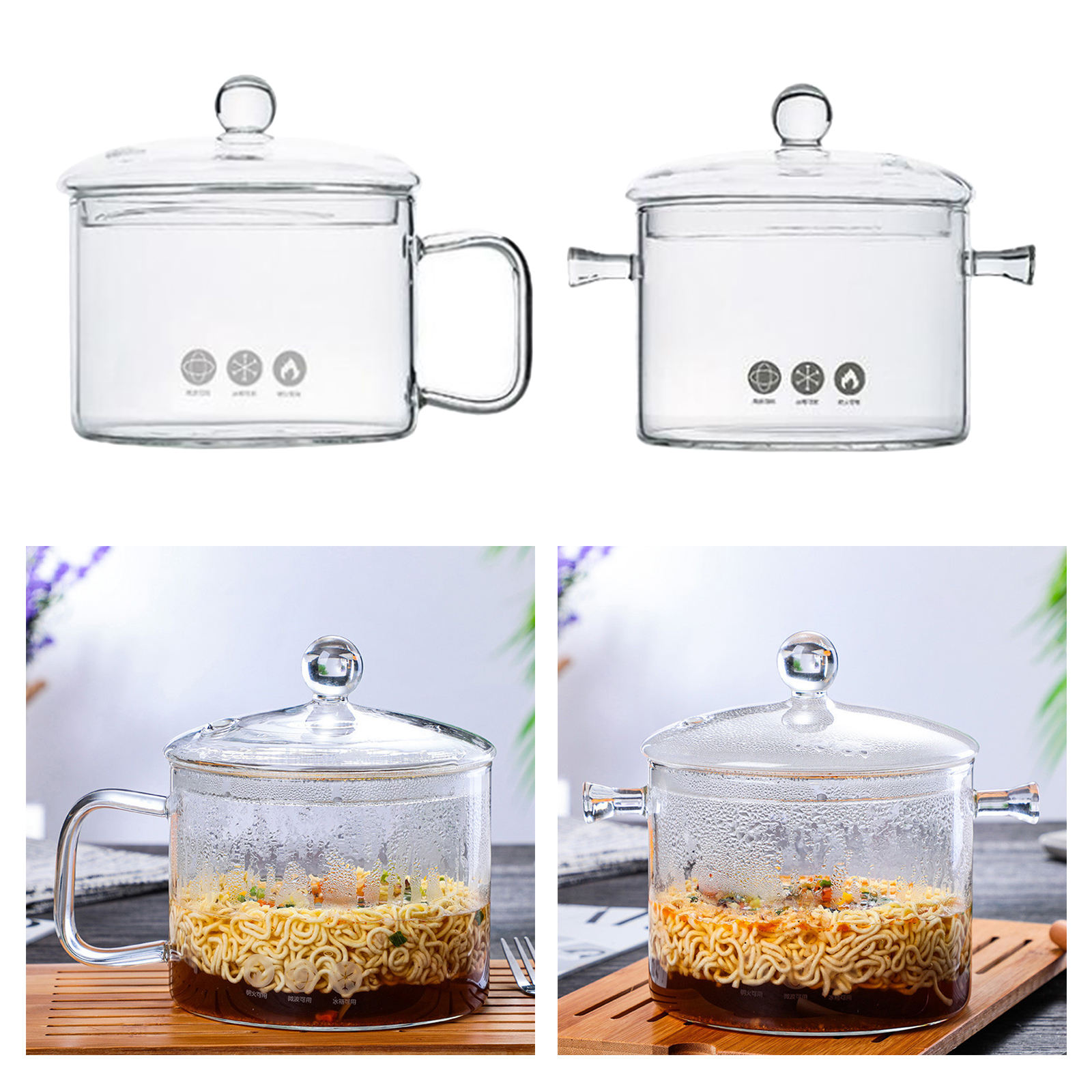 Glass Salad Bowl Noodles Bowls Heat-Resistant Soup Bowls BPA Free Instant Noodle Pan Fruit Container Microwave Tableware