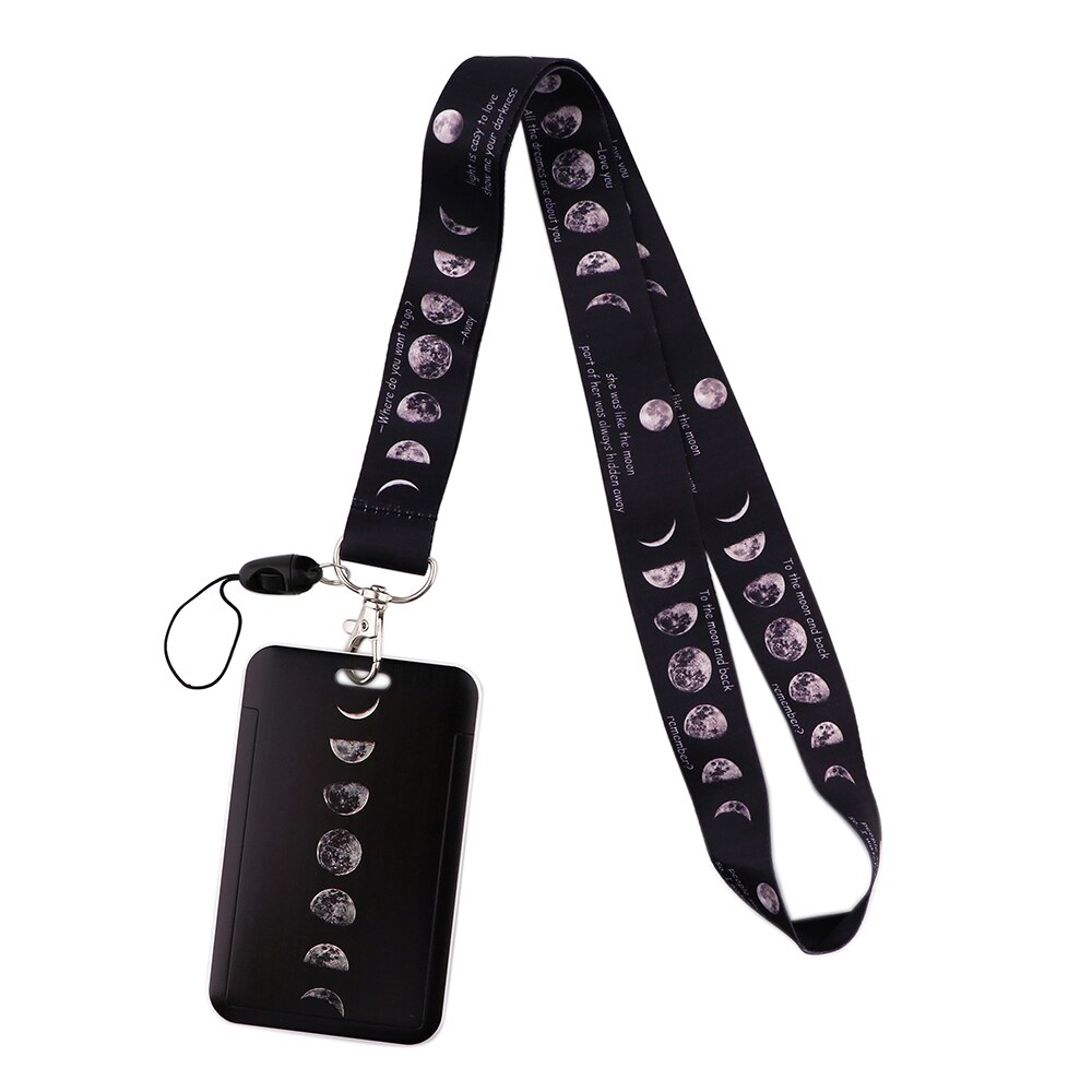 CB519 Maan Creatieve Zwarte Lanyard Badges Id Lanyards Mobiele Telefoon Touw Sleutel Lanyard Nek Bandjes Kantoor Accessoires