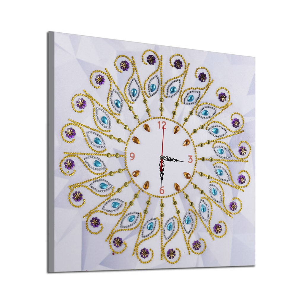 Reloj de pared de punto de cruz con pintura de diamantes Forma especial DIY 5D, manualidades con bordado de diamantes, decoración de lienzo, reloj, recién llegado 325